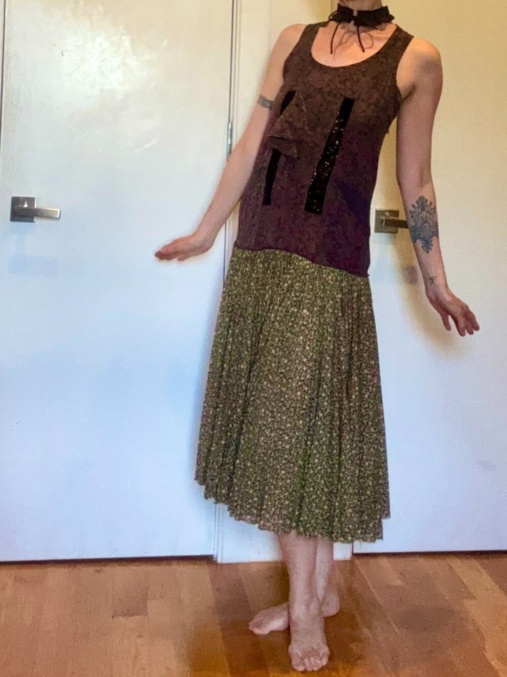 Coach 1941 Silk Floral Dress Womens S/M Drop Waist, Midi Tea Length